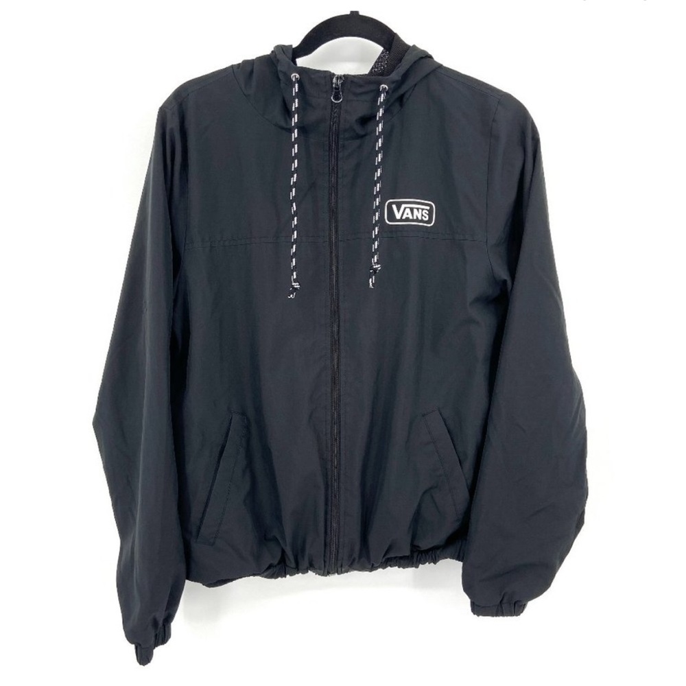VANS Black Mesh Lined Full Zip Elastic Waist Windbreaker Jacket Medium